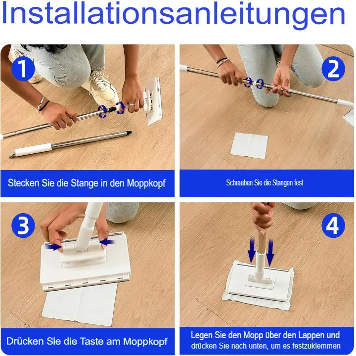 Flachmopp mit Edelstahlgriff – Gründliche Reinigung im Alltag Zorenza