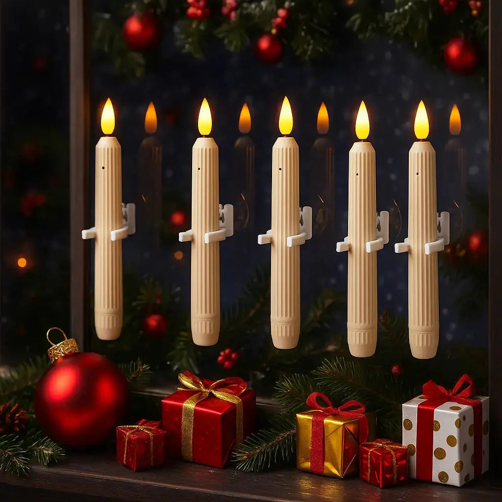 Flammenlose LED‑Fensterkerzen mit Dämmerungssensor, 6er Set Zorenza