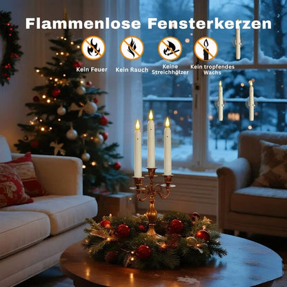 Flammenlose LED‑Fensterkerzen mit Dämmerungssensor, 6er Set Zorenza