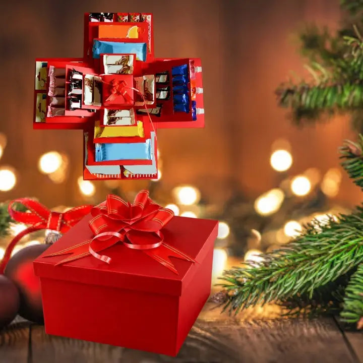 Geschenk-Explosionsbox – Kreative Geschenkbox mit Fächern für Fotos & Süßigkeiten Zorenza