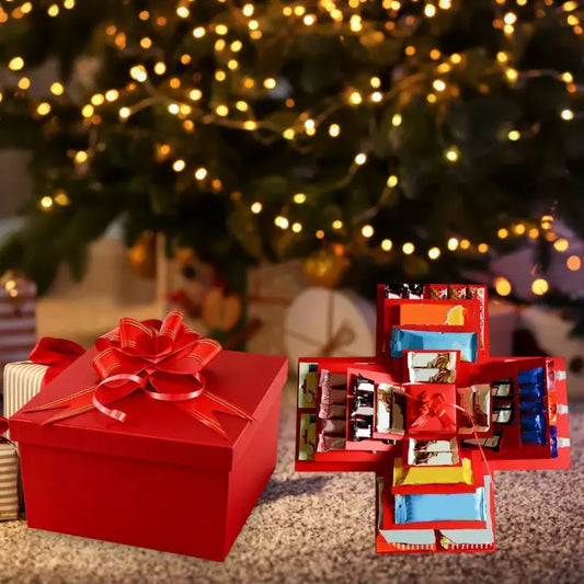 Geschenk-Explosionsbox – Kreative Geschenkbox mit Fächern für Fotos & Süßigkeiten Zorenza