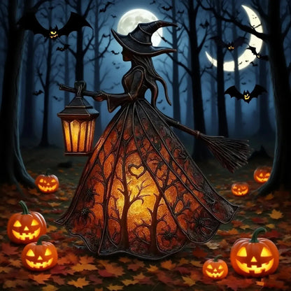 Halloween-Hexenlampe | Stimmungsvolles LED-Licht aus Harz Zorenza