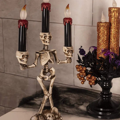 Skelett-Kerzenständer Lampe — Schaurige Tischdeko zu Halloween