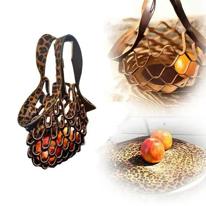 Handgefertigte faltbare Tragetasche aus Leder Zorenza