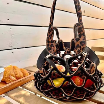 Handgefertigte faltbare Tragetasche aus Leder Zorenza