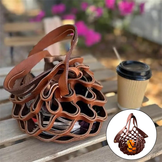 Handgefertigte faltbare Tragetasche aus Leder Zorenza