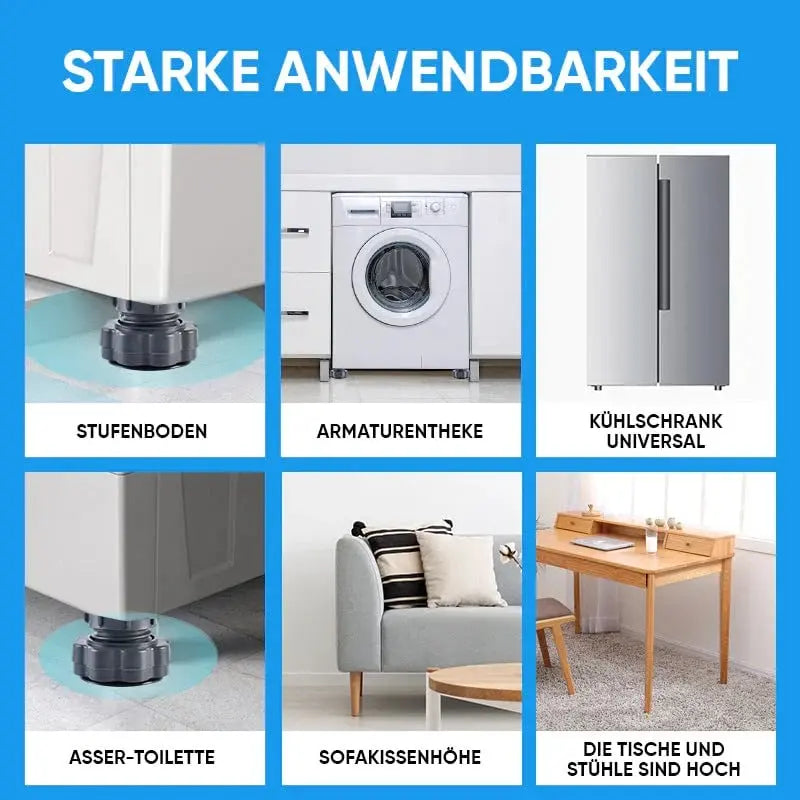 Höhenverstellbare Anti-Vibrations-Unterlage für Waschmaschinen – 4 Stück Zorenza
