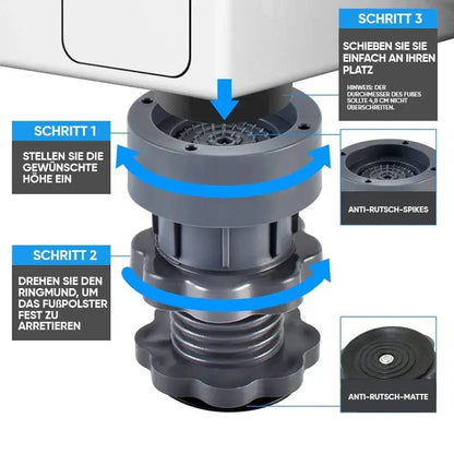 Höhenverstellbare Anti-Vibrations-Unterlage für Waschmaschinen – 4 Stück Zorenza