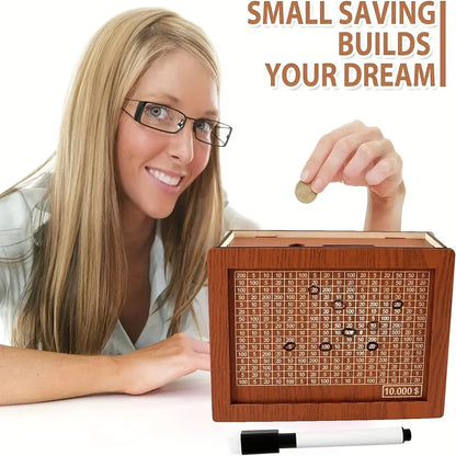 Holz-Sparziel-Tracker – Einstellbare Münzeinwurfbox zur Budgetplanung Zorenza