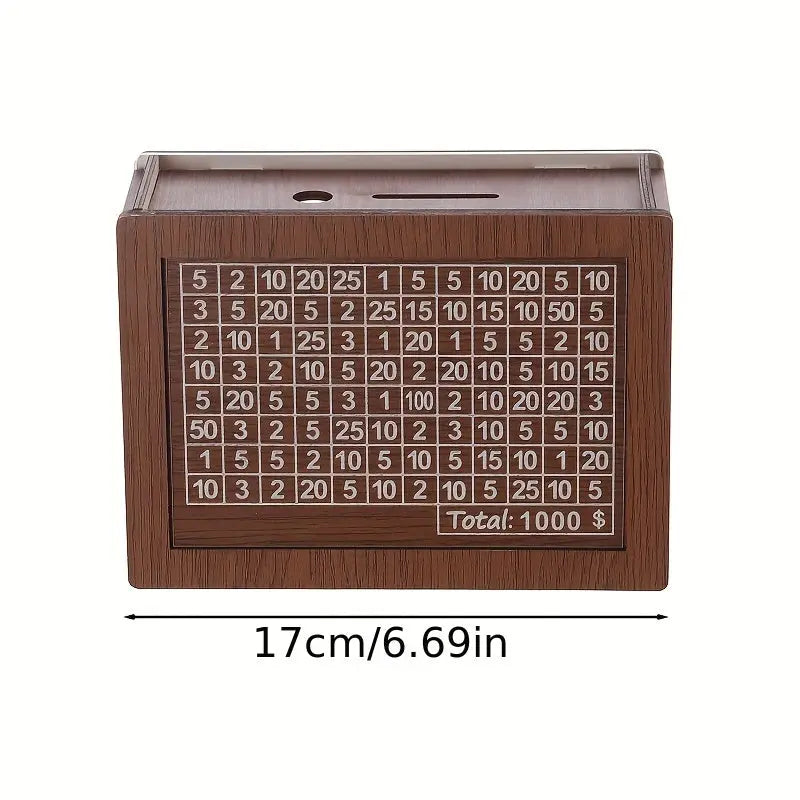 Holz-Sparziel-Tracker – Einstellbare Münzeinwurfbox zur Budgetplanung Zorenza