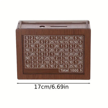 Holz-Sparziel-Tracker – Einstellbare Münzeinwurfbox zur Budgetplanung Zorenza