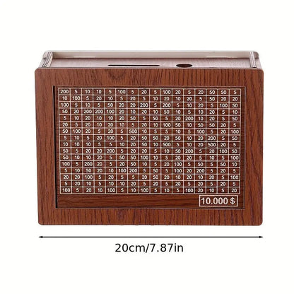 Holz-Sparziel-Tracker – Einstellbare Münzeinwurfbox zur Budgetplanung Zorenza