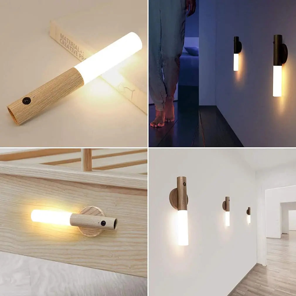 Kabellose Wandlampe | Warmes Licht mit Holzdesign & Sensorfunktion Zorenza