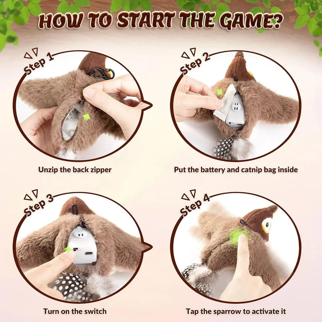 Katzenspielzeug Vogel | Interaktiv mit realistischen Bewegungen Zorenza