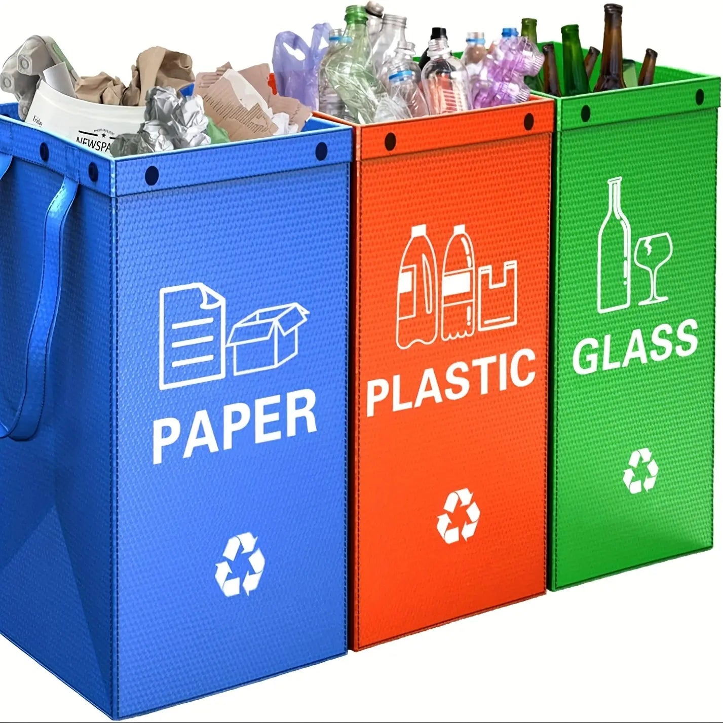 Klappbarer 3-in-1 Mülleimer – Robuster Recyclingbehälter mit großem Fassungsvermögen Zorenza