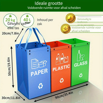 Klappbarer 3-in-1 Mülleimer – Robuster Recyclingbehälter mit großem Fassungsvermögen Zorenza