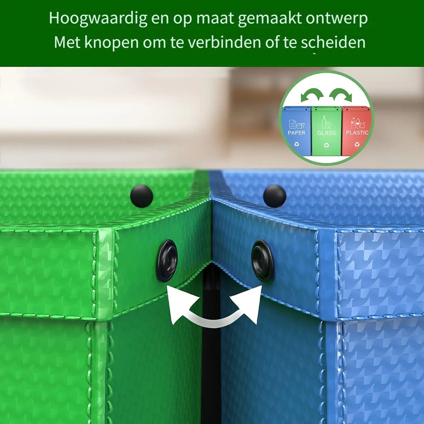 Klappbarer 3-in-1 Mülleimer – Robuster Recyclingbehälter mit großem Fassungsvermögen Zorenza