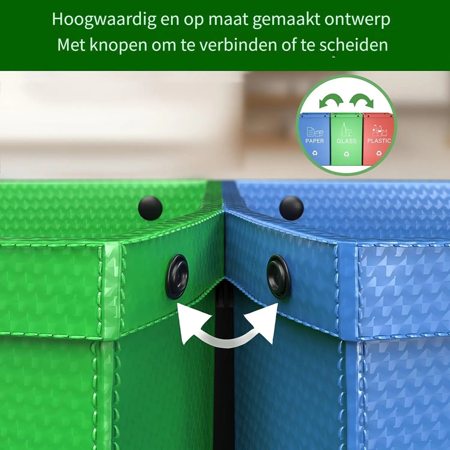 Klappbarer 3-in-1 Mülleimer – Robuster Recyclingbehälter mit großem Fassungsvermögen Zorenza