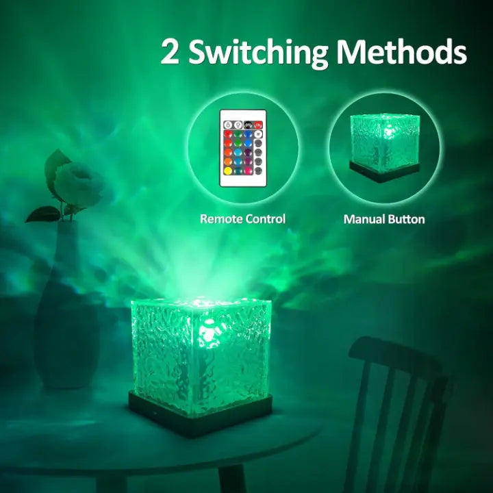 Kristall-Aurora LED-Tischleuchte mit Farbwahl & Fernbedienung – Sanftes Lichtspie Zorenza