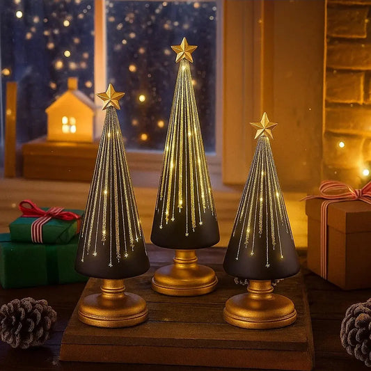 LED-Mini-Weihnachtsbäume – Warmweiße Tischdeko 3er-Set