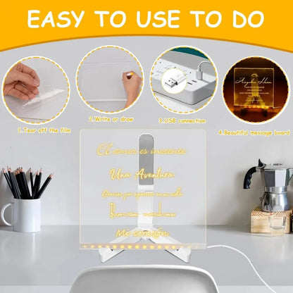 LED-Notizbrett für Kinder | Kreativ & Abwischbar aus Acryl Zorenza