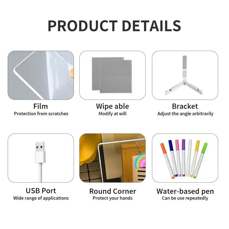 LED-Notizbrett für Kinder | Kreativ & Abwischbar aus Acryl Zorenza