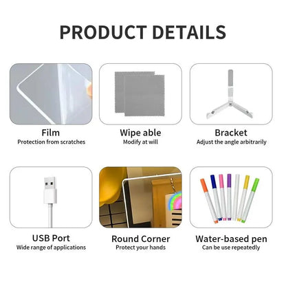 LED-Notizbrett für Kinder | Kreativ & Abwischbar aus Acryl Zorenza