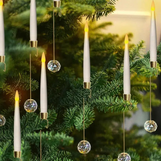 LED Weihnachtskerzen mit Kristallkugel und Haken – 6er Set für elegante Festdekoration Zorenza