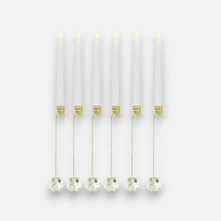LED Weihnachtskerzen mit Kristallkugel und Haken – 6er Set für elegante Festdekoration Zorenza
