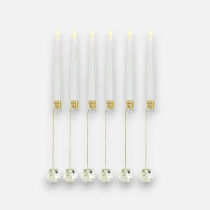 LED Weihnachtskerzen mit Kristallkugel und Haken – 6er Set für elegante Festdekoration Zorenza