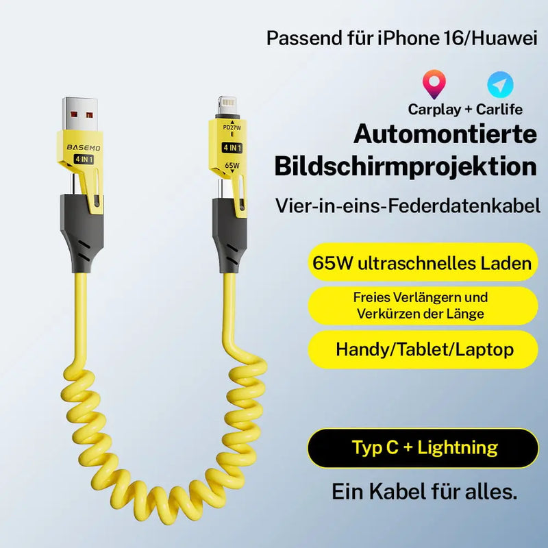 Langlebiges 1,5m USB-A zu Typ-C und Lightning Ladekabel – 65W Leistung, 480Mbps Zorenza