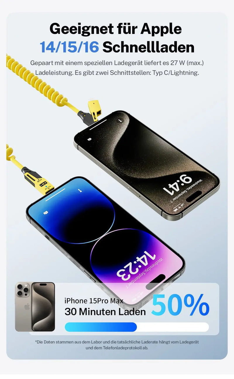 Langlebiges 1,5m USB-A zu Typ-C und Lightning Ladekabel – 65W Leistung, 480Mbps Zorenza