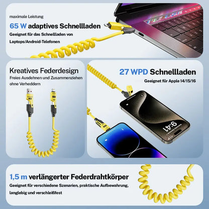 Langlebiges 1,5m USB-A zu Typ-C und Lightning Ladekabel – 65W Leistung, 480Mbps Zorenza