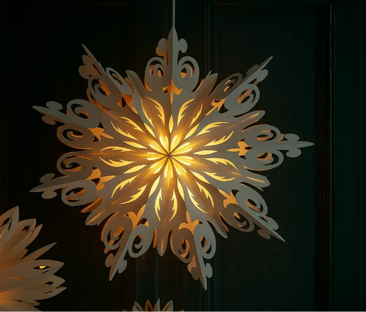 Leuchtende Schneeflocken-Weihnachtslaterne – Warmweißes Licht für gemütliche Winterabende Zorenza