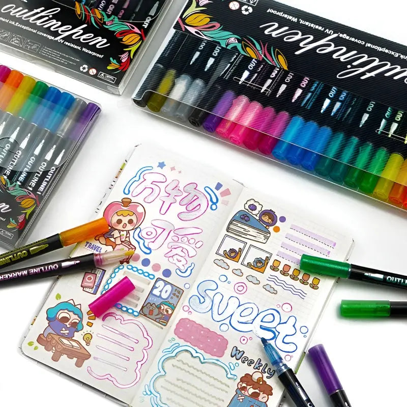 MagicMarkers™ Metallische Umrissmarker (24 Farben Satz) Mivoza Deutschland