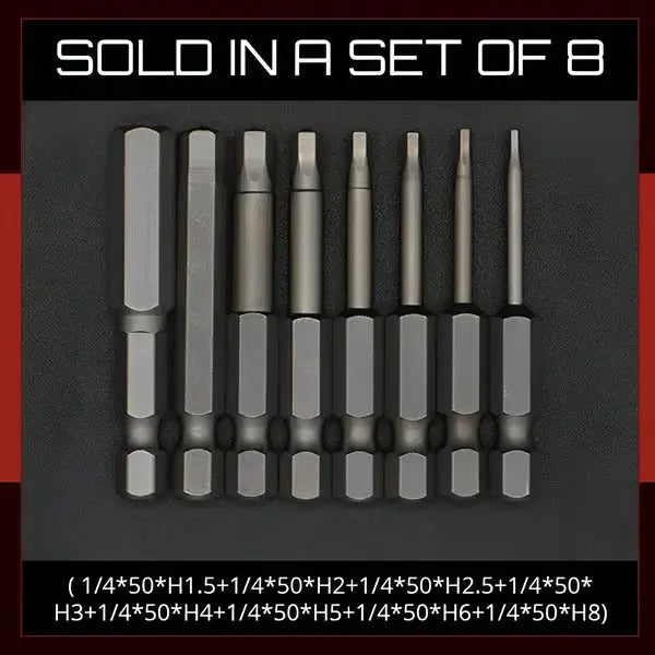 Magnetisches S2 Stahl Hexagon-Bit-Set – 8-teilig für Hand- und Elektrowerkzeuge  Headline: Zorenza