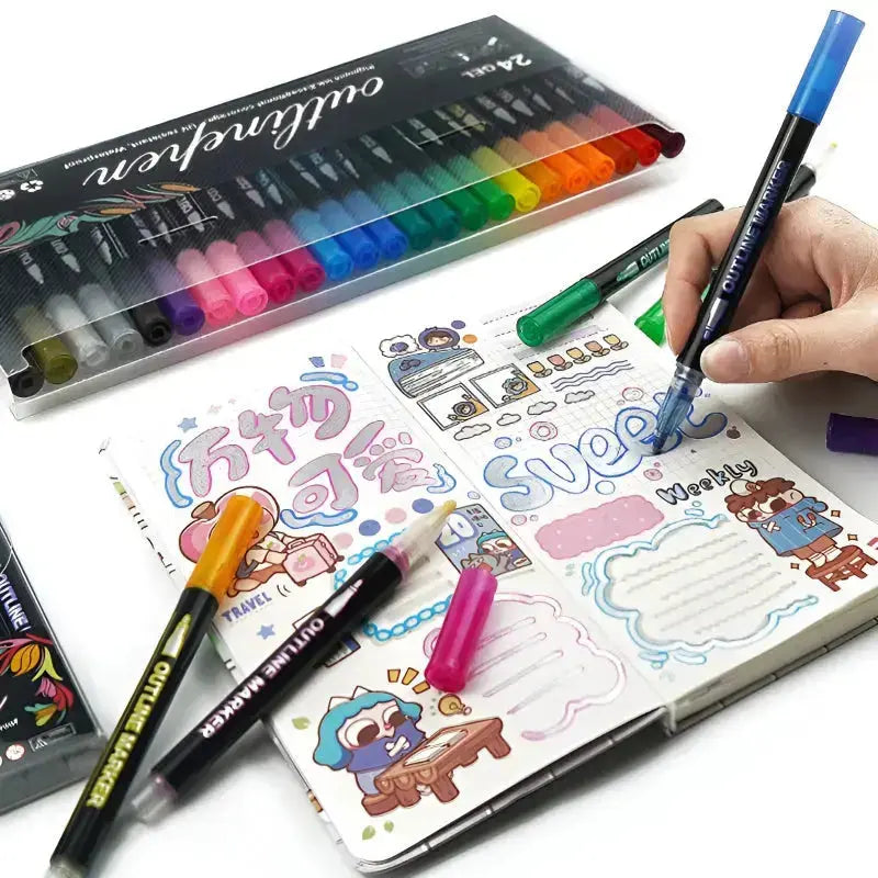 MagicMarkers™ Metallische Umrissmarker (24 Farben Satz) Mivoza Deutschland