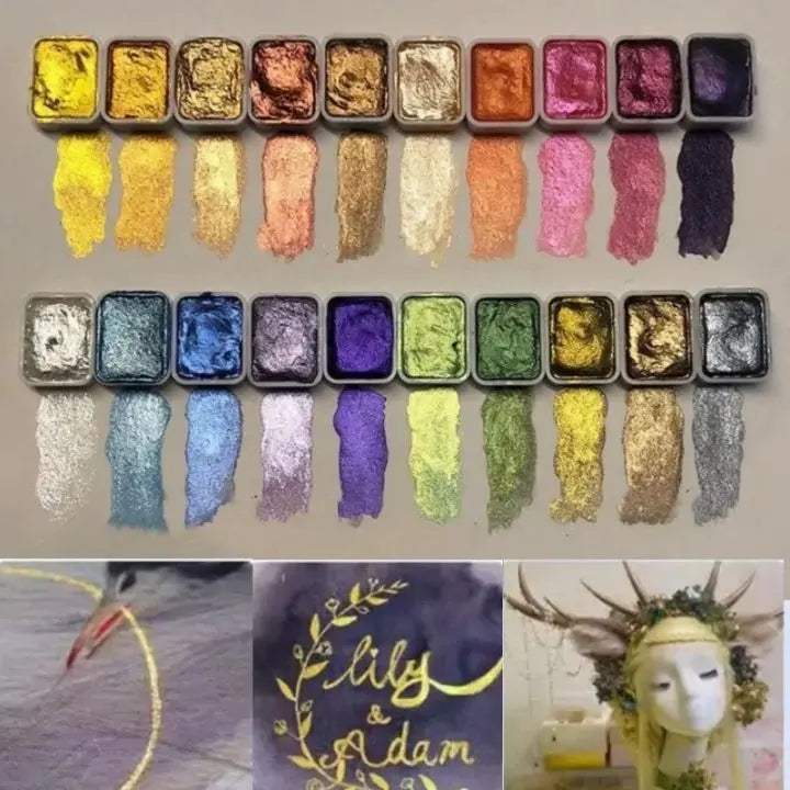 Perlenpulver-Pigment 60 Farben | Schimmernde Aquarellfarben Zorenza