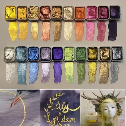 Perlenpulver-Pigment 60 Farben | Schimmernde Aquarellfarben Zorenza