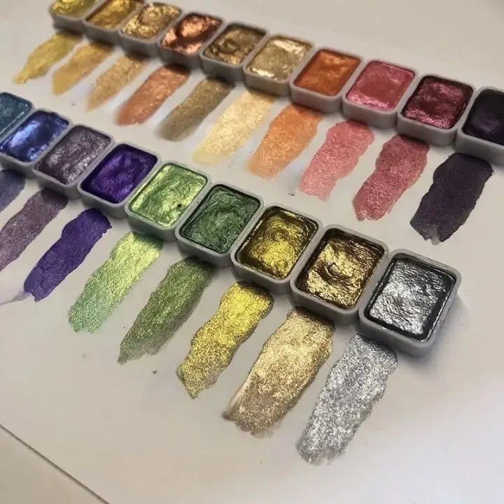 Perlenpulver-Pigment 60 Farben | Schimmernde Aquarellfarben Zorenza