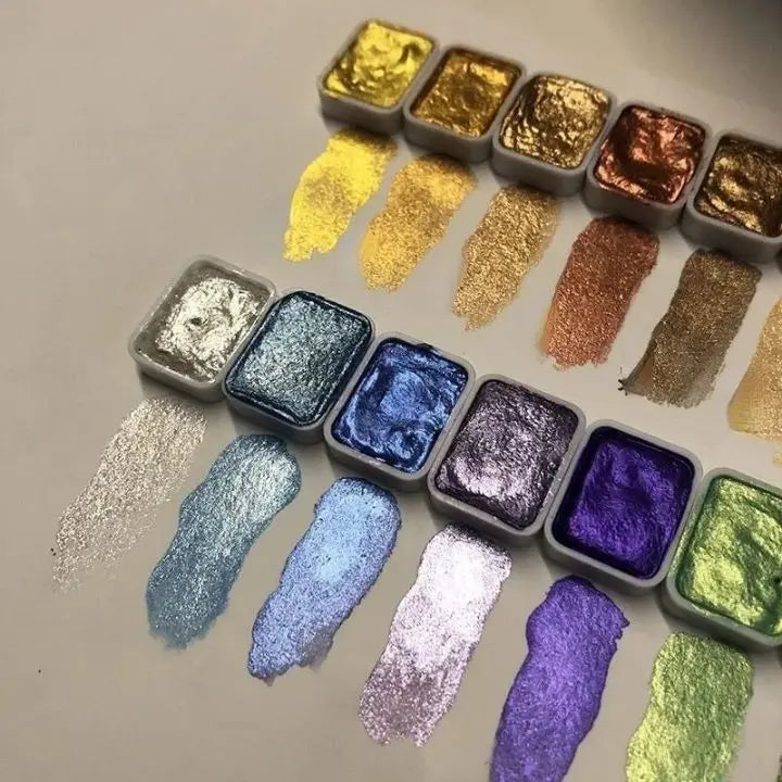 Perlenpulver-Pigment 60 Farben | Schimmernde Aquarellfarben Zorenza