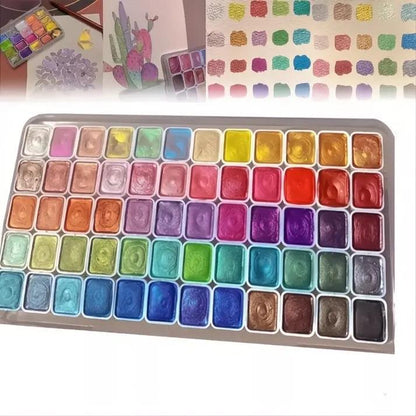 Perlenpulver-Pigment 60 Farben | Schimmernde Aquarellfarben Zorenza