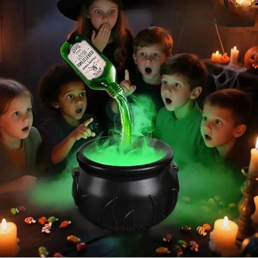 Hexenkessel-Deko – Mit schwebender Zauberflasche & Nebeleffekt Zorenza