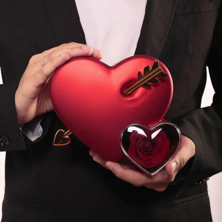 Schmuckbox Herzform | Mit geheimem Fach & ewiger Rose Zorenza