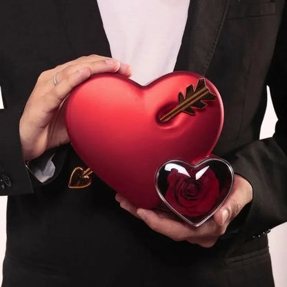 Schmuckbox Herzform | Mit geheimem Fach & ewiger Rose Zorenza