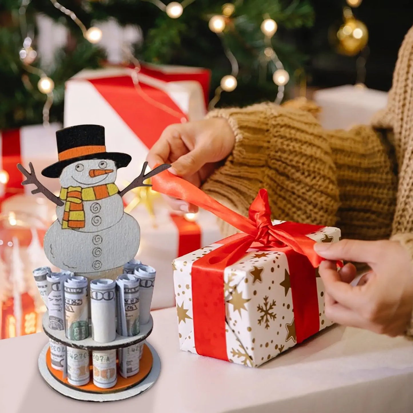 Schneemann Geldhalter Weihnachten — Geldscheine dekorativ am Baum aufhängen Mivoza Deutschland