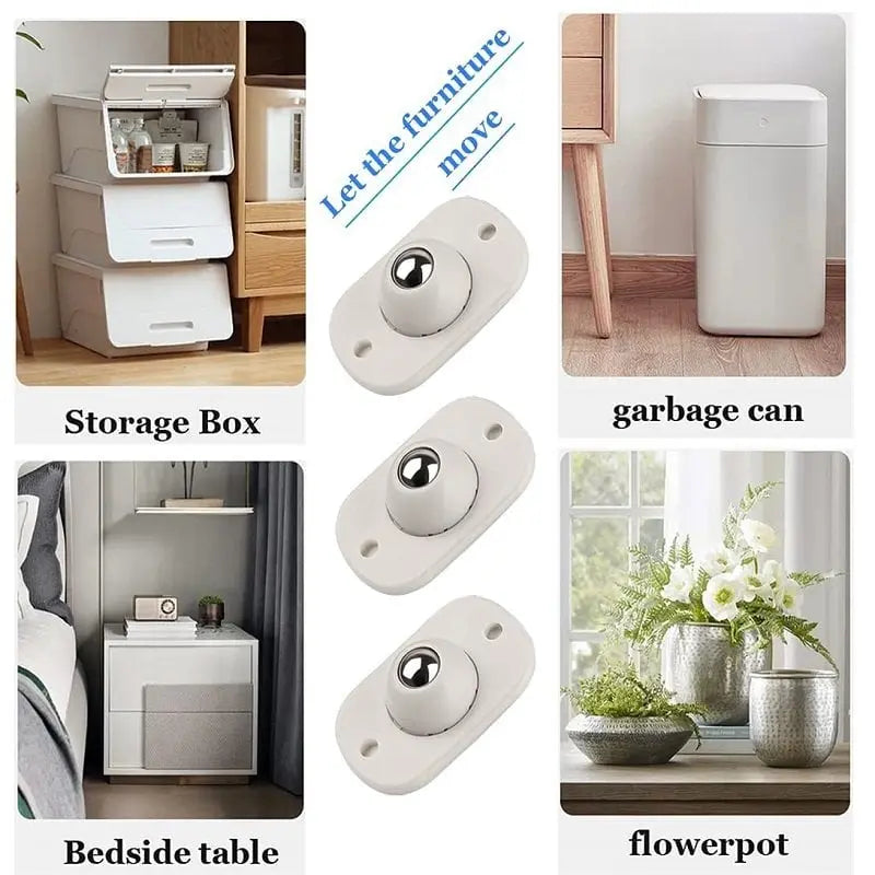 Selbstklebende 360°-Möbelrollen | Leichtgängige und robuste Edelstahlräder (8 Stück) Zorenza