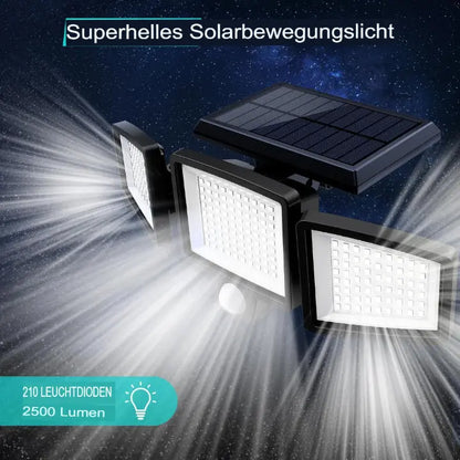Solar-Außenlampe mit 3 verstellbaren LED-Paneelen und Bewegungssensor Zorenza