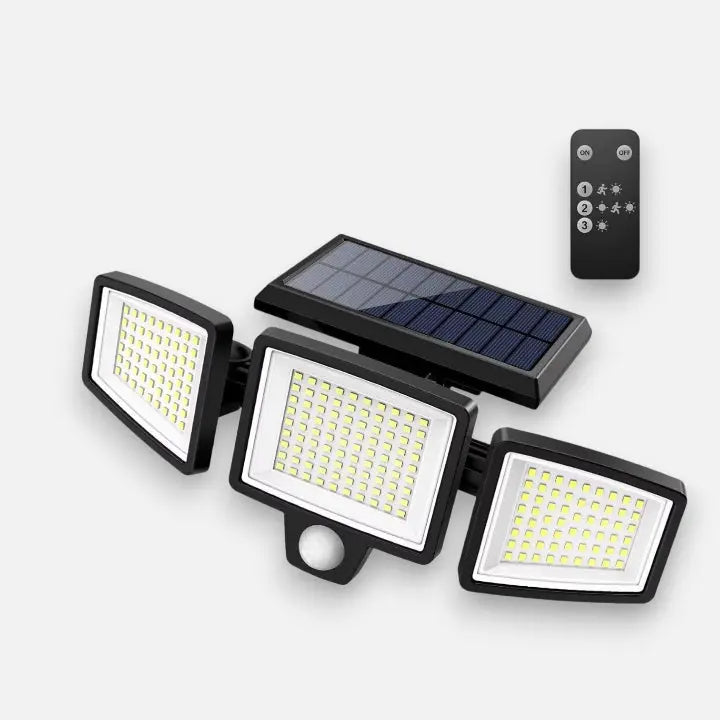 Solar-Außenlampe mit 3 verstellbaren LED-Paneelen und Bewegungssensor Zorenza