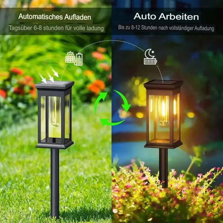 Solarleuchten im Laternenstil – Warmweißes Licht für Gartenwege & Beete (2er-Set) Zorenza